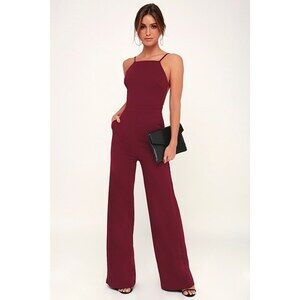 Lulus Something To Behold Burgundy Jumpsuit Red - Size de